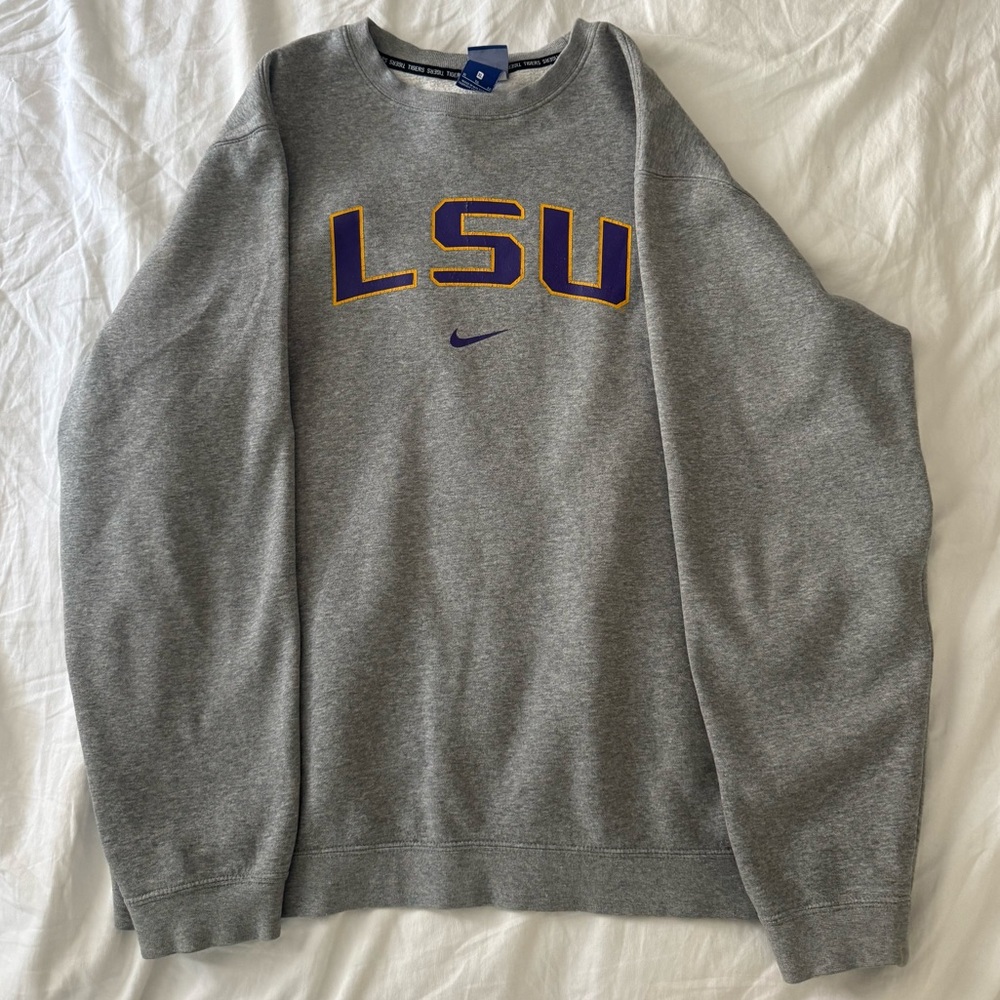 Gray Nike LSU Crewneck Sweater